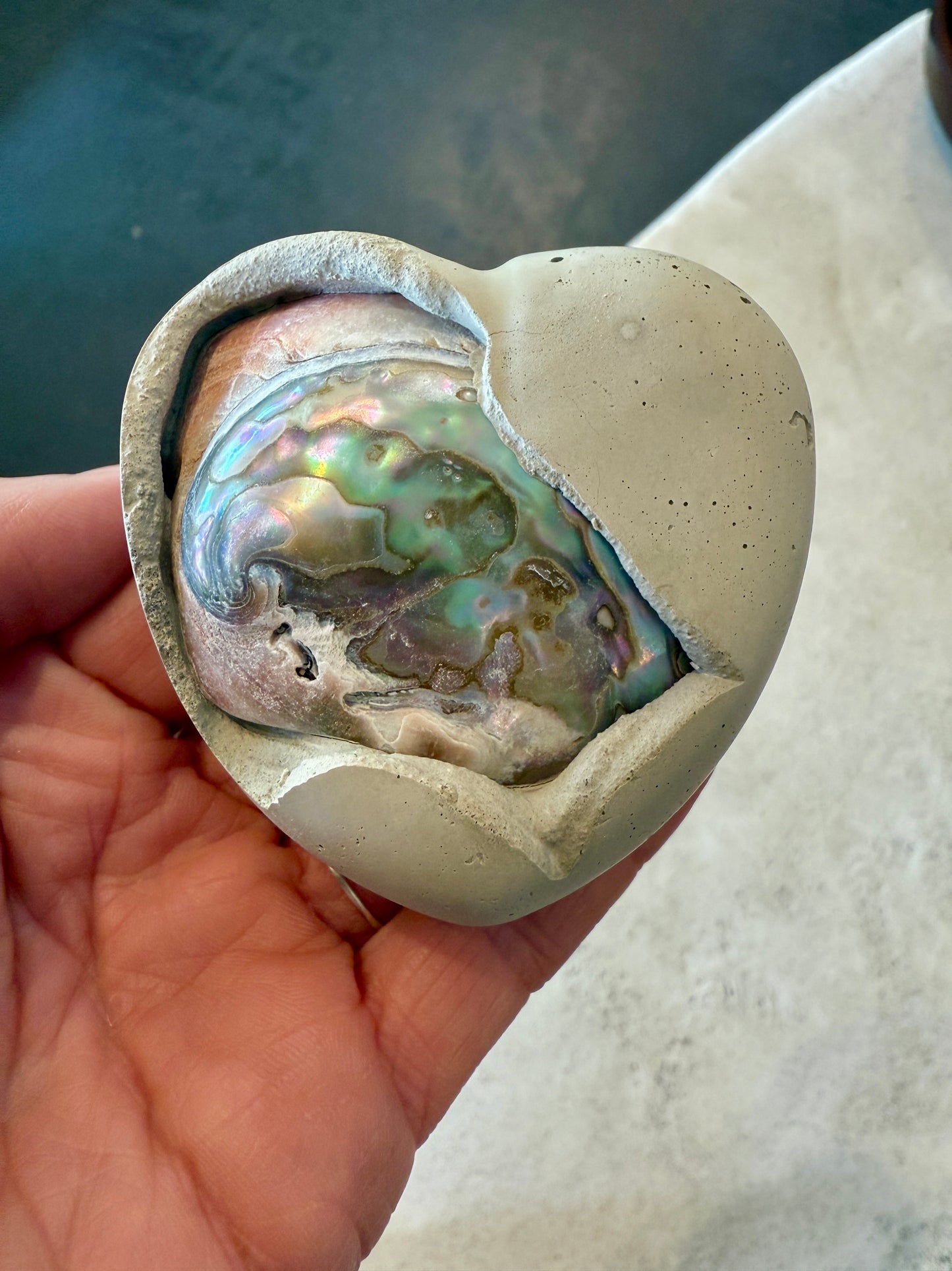 Concrete Heart with Abalone