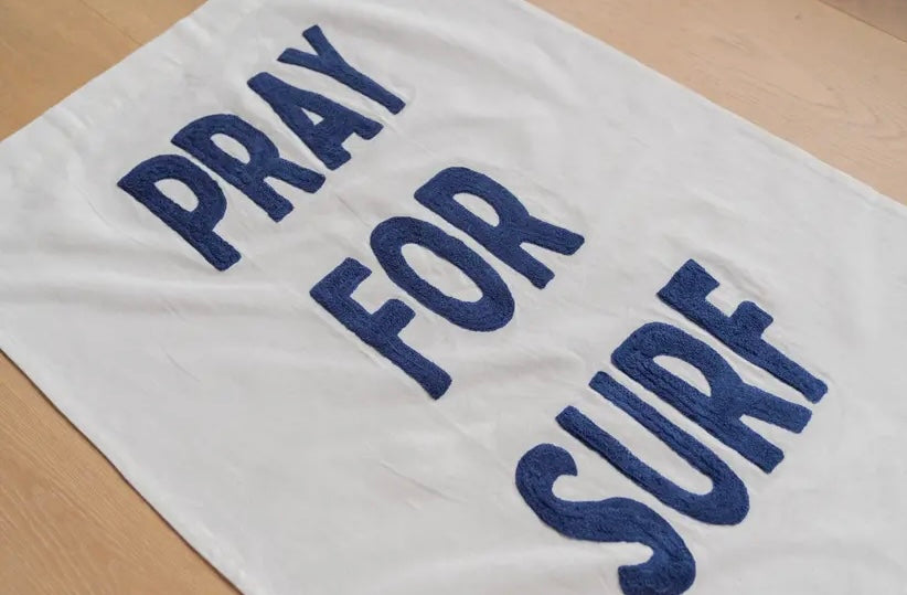 Pray for Surf Embroidered Tapestry Wall Hanging Banner