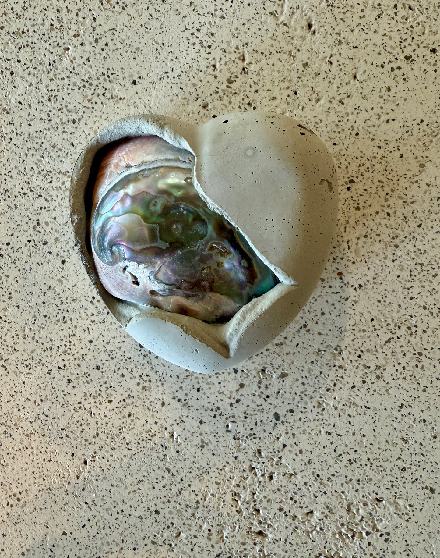 Concrete Heart with Abalone