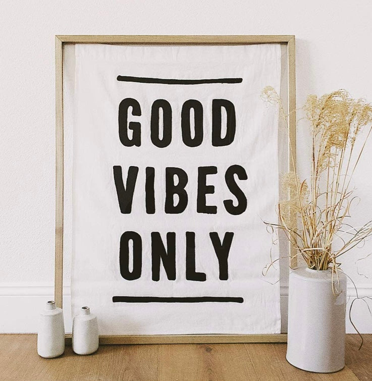 Good Vibes Only Embroidered Tapestry Wall Hanging