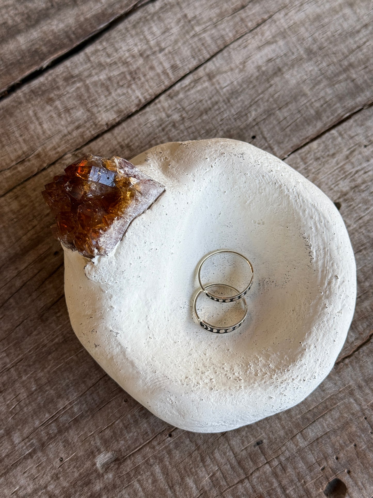 Citrine Druzy Handmade Concrete Vessel Jewelry Dish