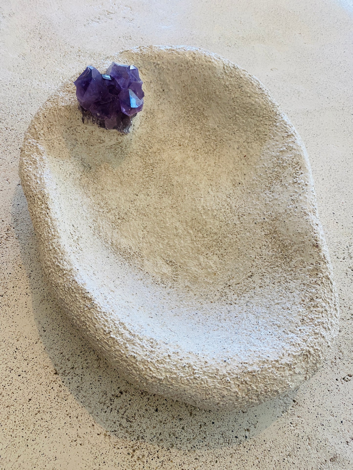 R. Bisk Sculpted Stony Vessel with Amethyst Druzy