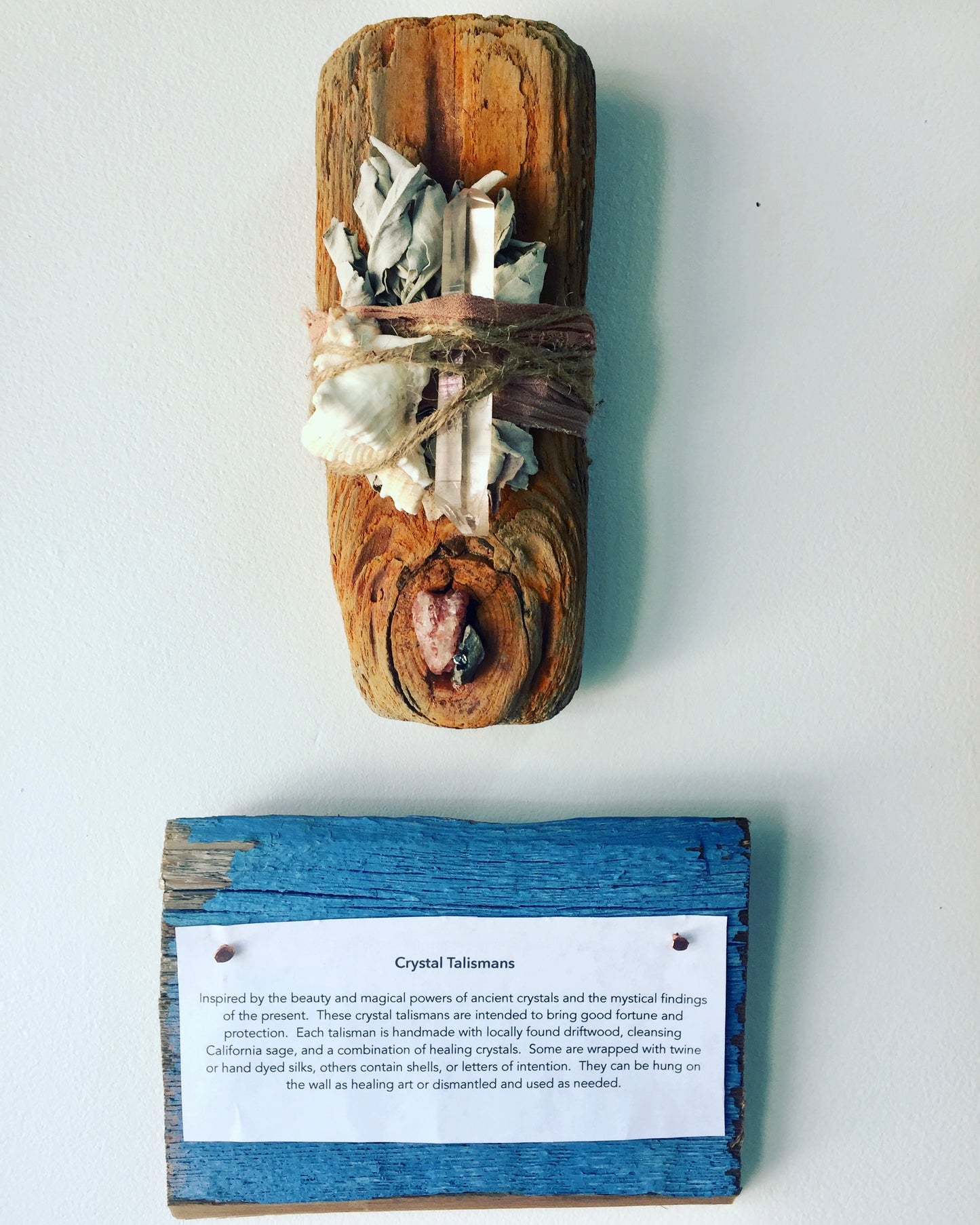 Driftwood + Crystal Talisman Workshop 2/3/2024 Saturday 3-4:30 pm