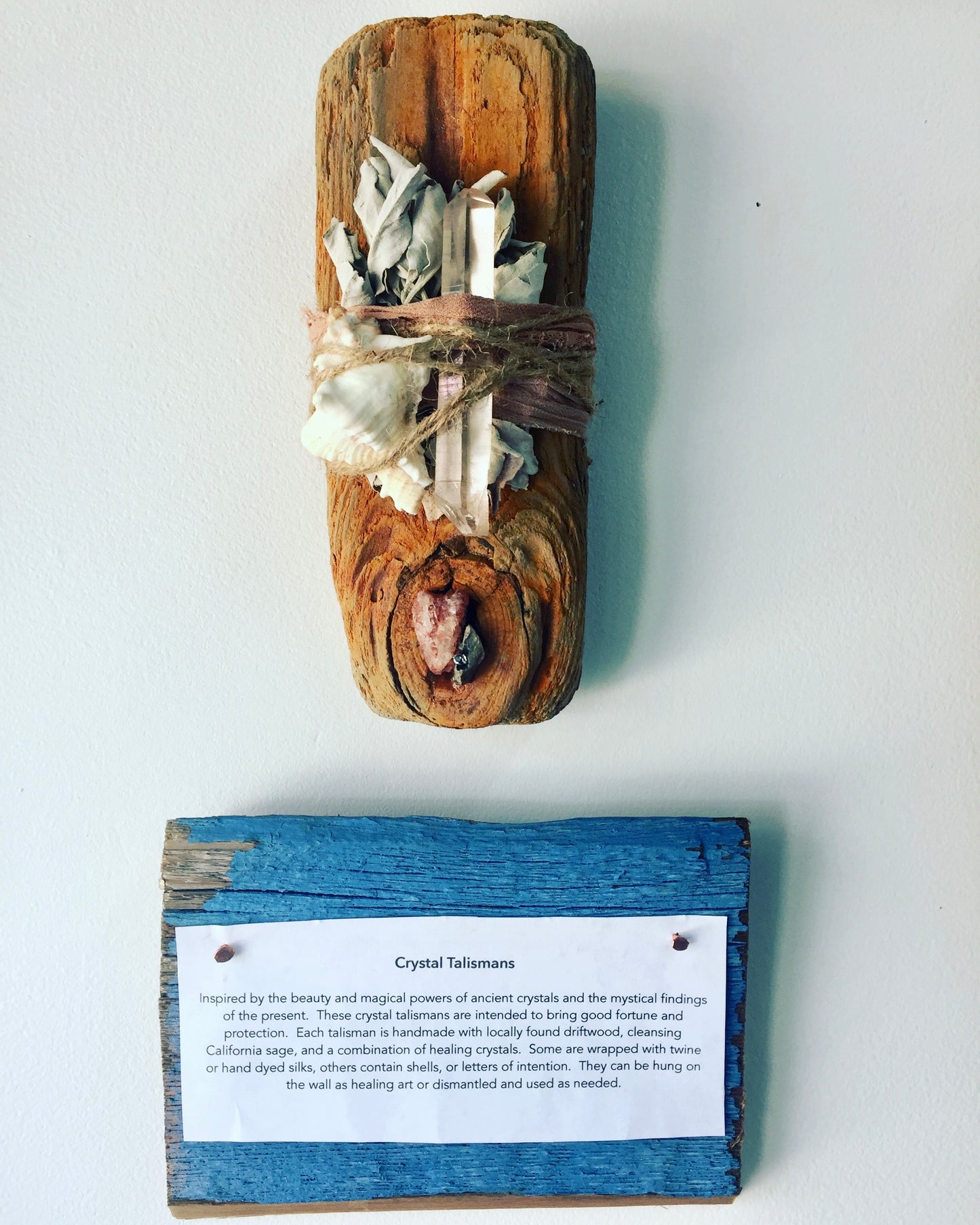 Driftwood + Crystal Talisman Workshop 2/3/2024 Saturday 3-4pm