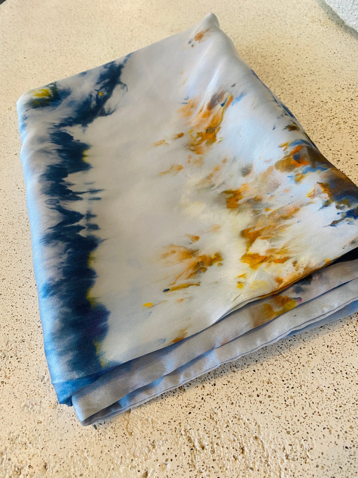 Indigo Blue + Brown Dyed Silk Pillow Case SP004