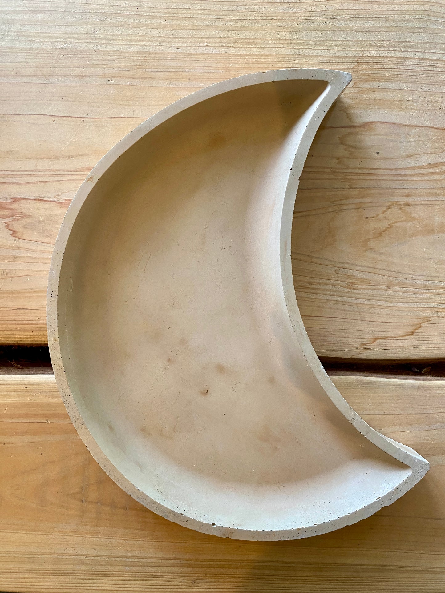 Large Concrete Crescent Moon Dish