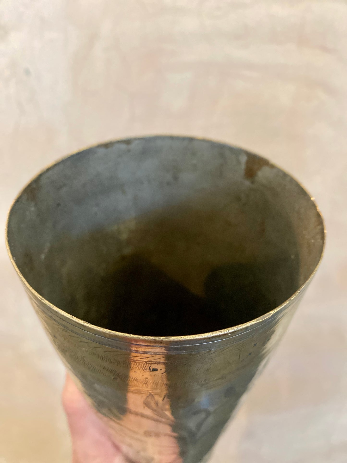 Vintage Etched Brass Lassi Cup