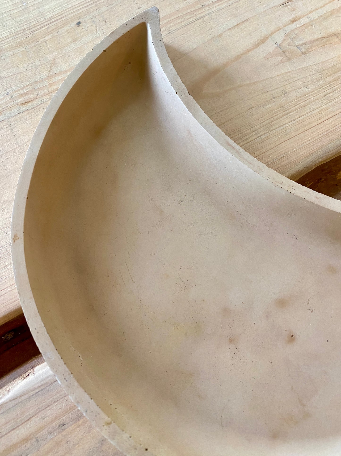 Large Concrete Crescent Moon Dish