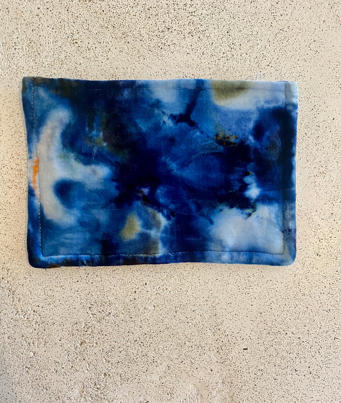 Deep Blues Dyed Velvet + Silk Pouch Large