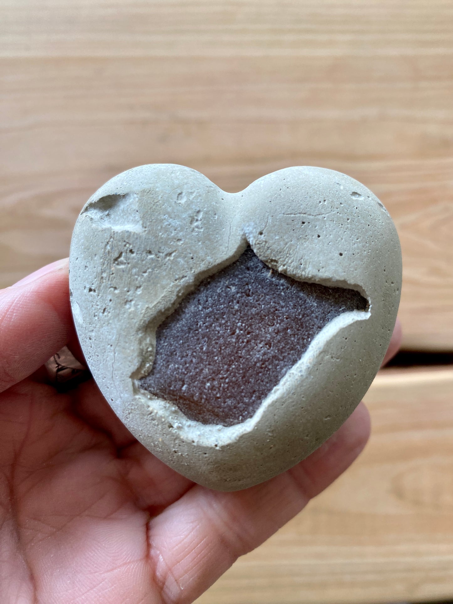 Brown Sea Glass Concrete Heart 04