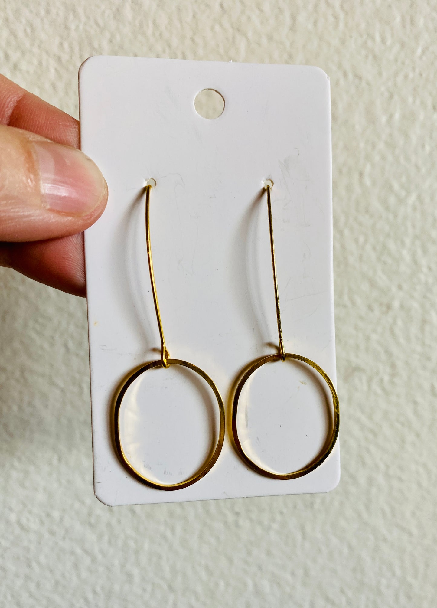 Brass Drop Circle Earrings