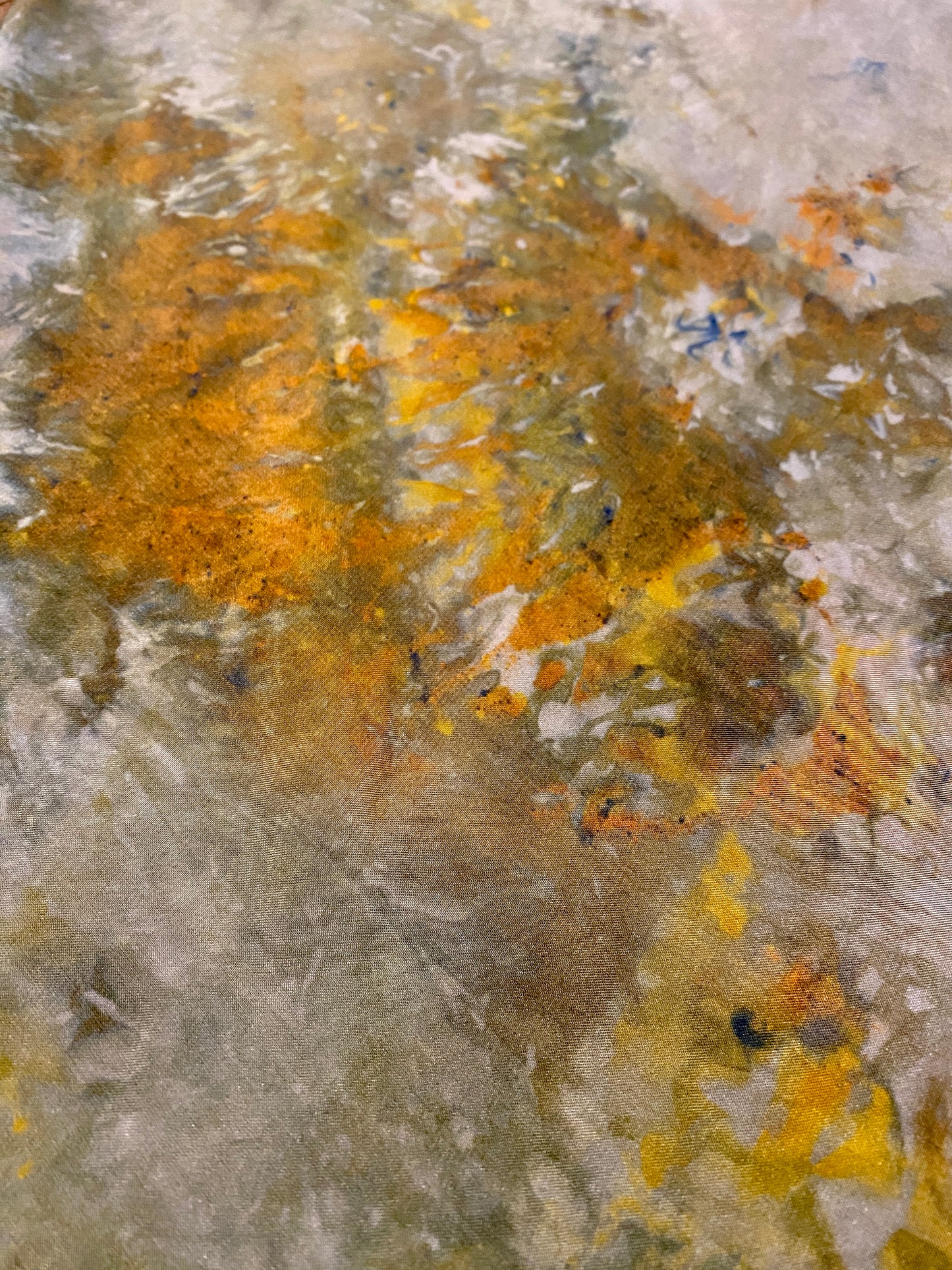 Pigment Agate Dyed Silk Bandana Scarf in Greens + Yellows