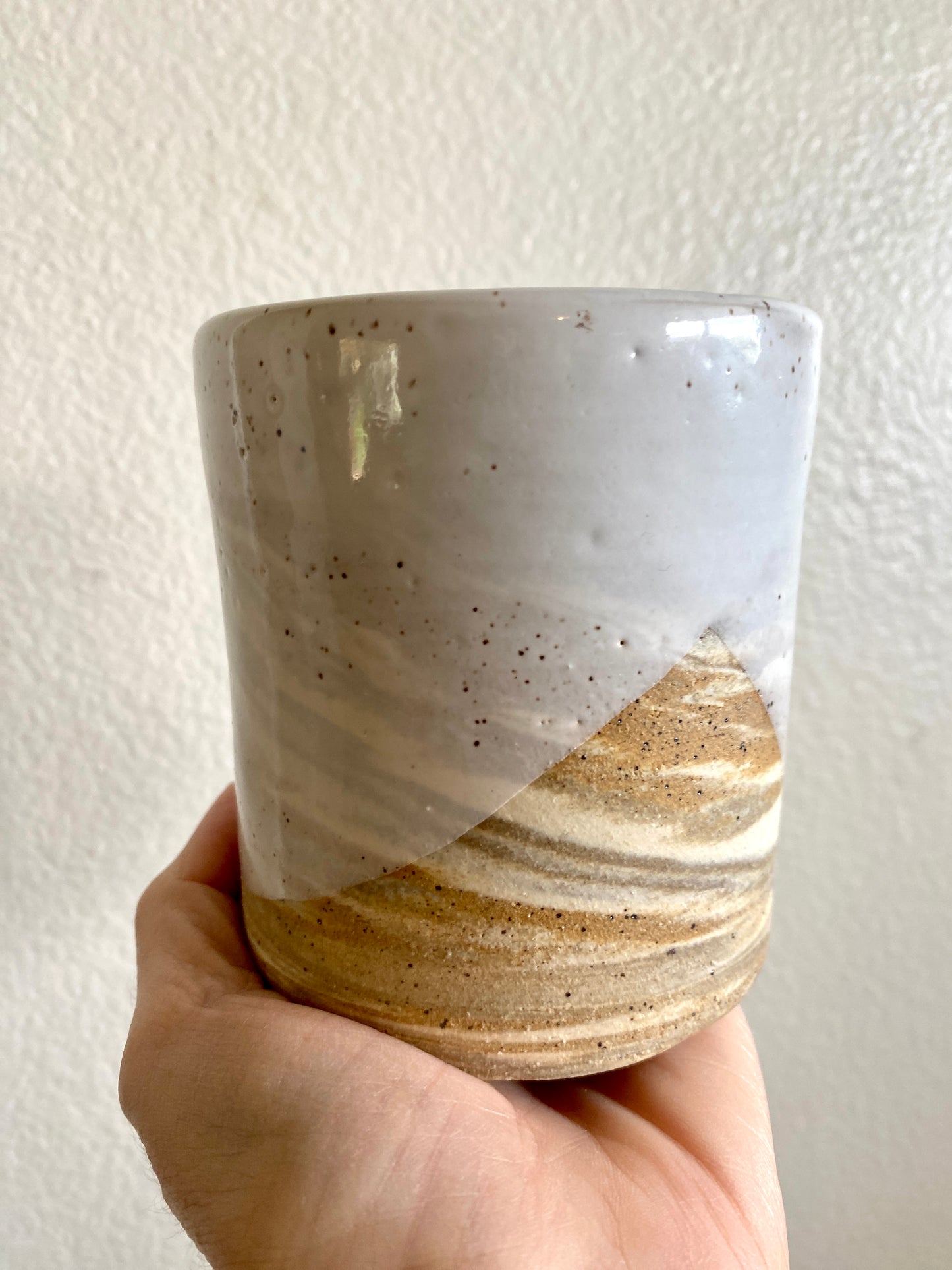 Marbled White Glazed Tumbler Mug