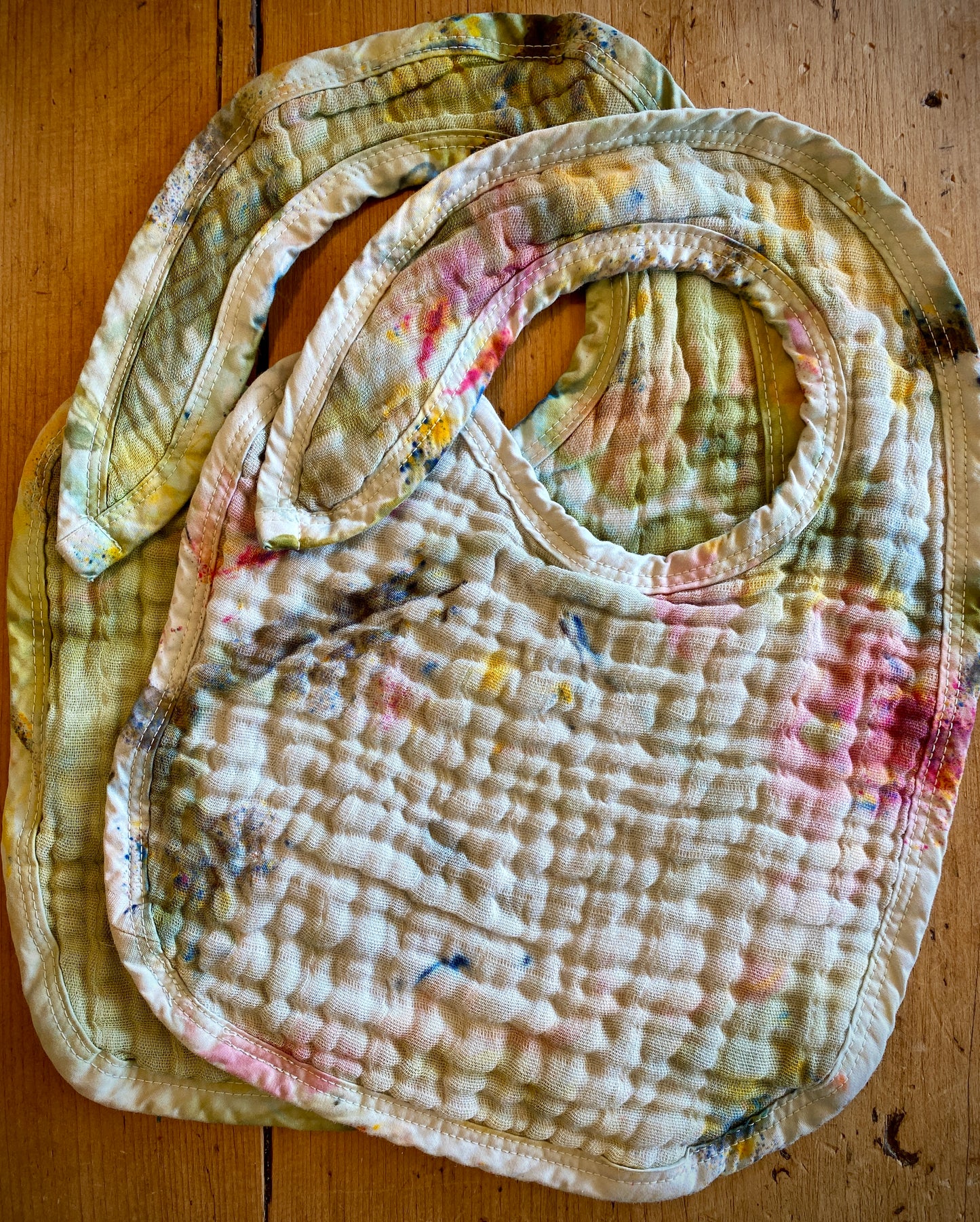 Earthy Dyed Organic Muslin Baby Bib