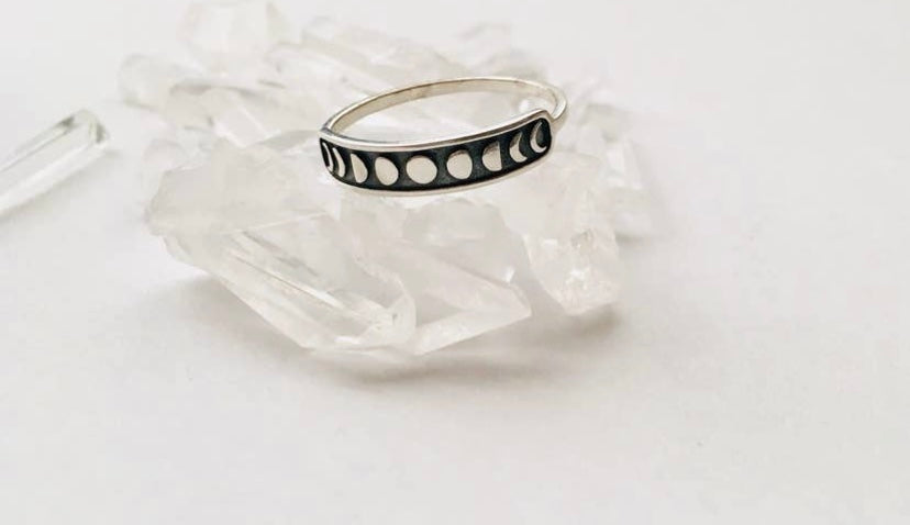 Moon Phase Sterling Silver Ring