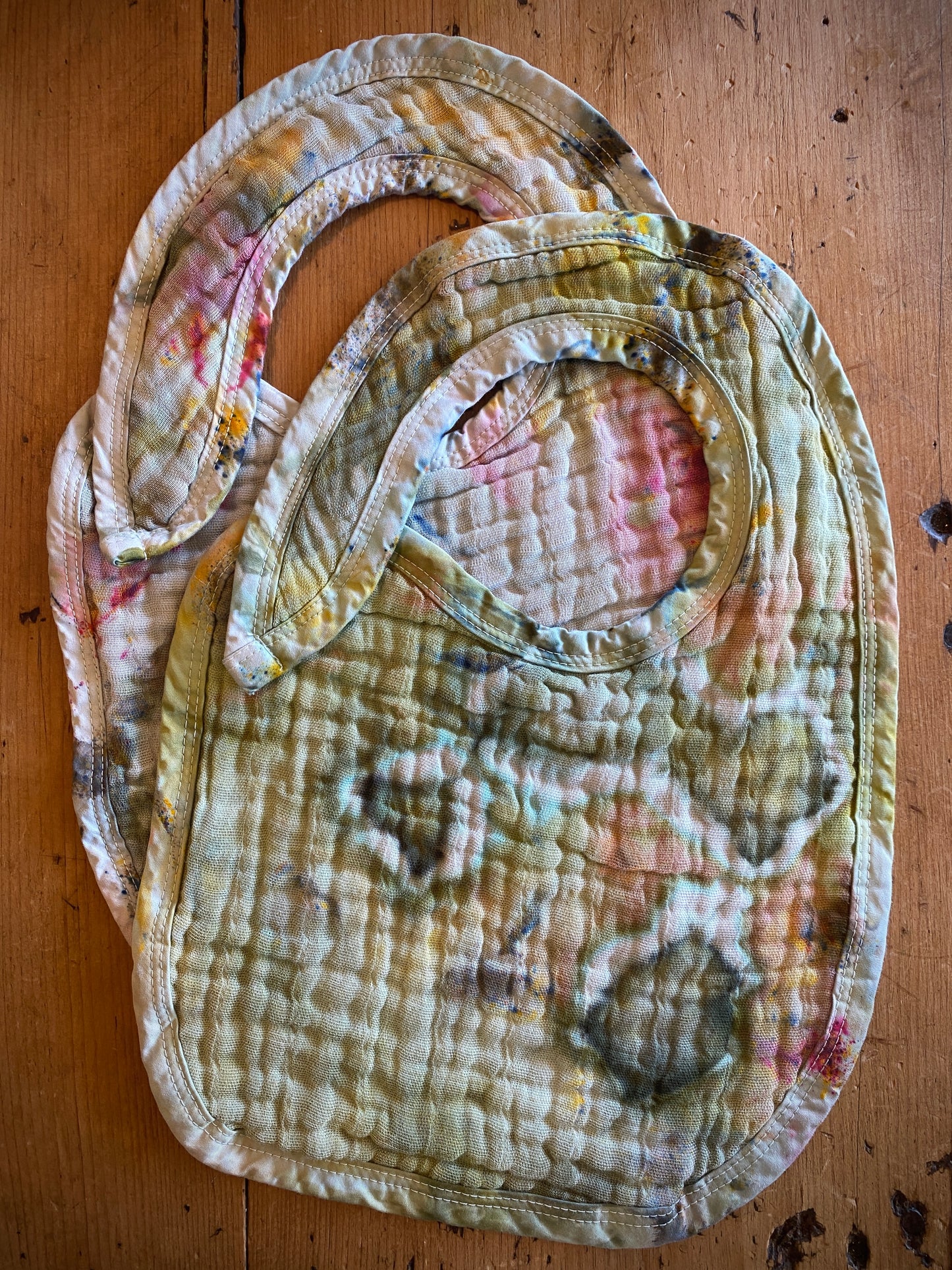Earthy Dyed Organic Muslin Baby Bib