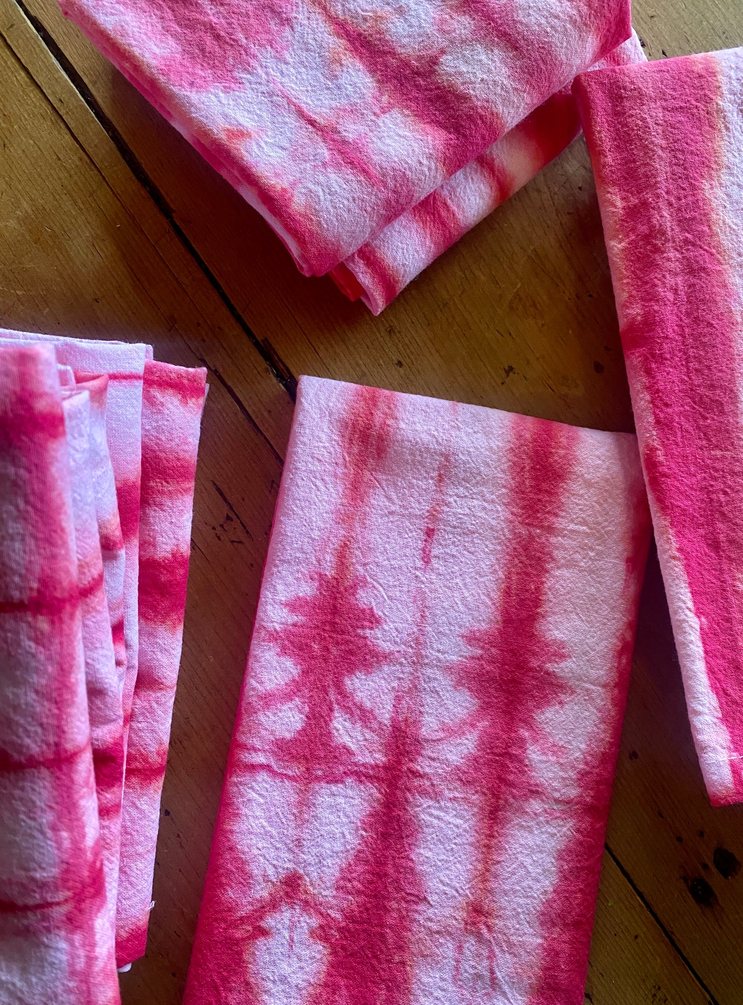 Red + White Shibori Hand Dyed Cloth Napkins (Set of 4)