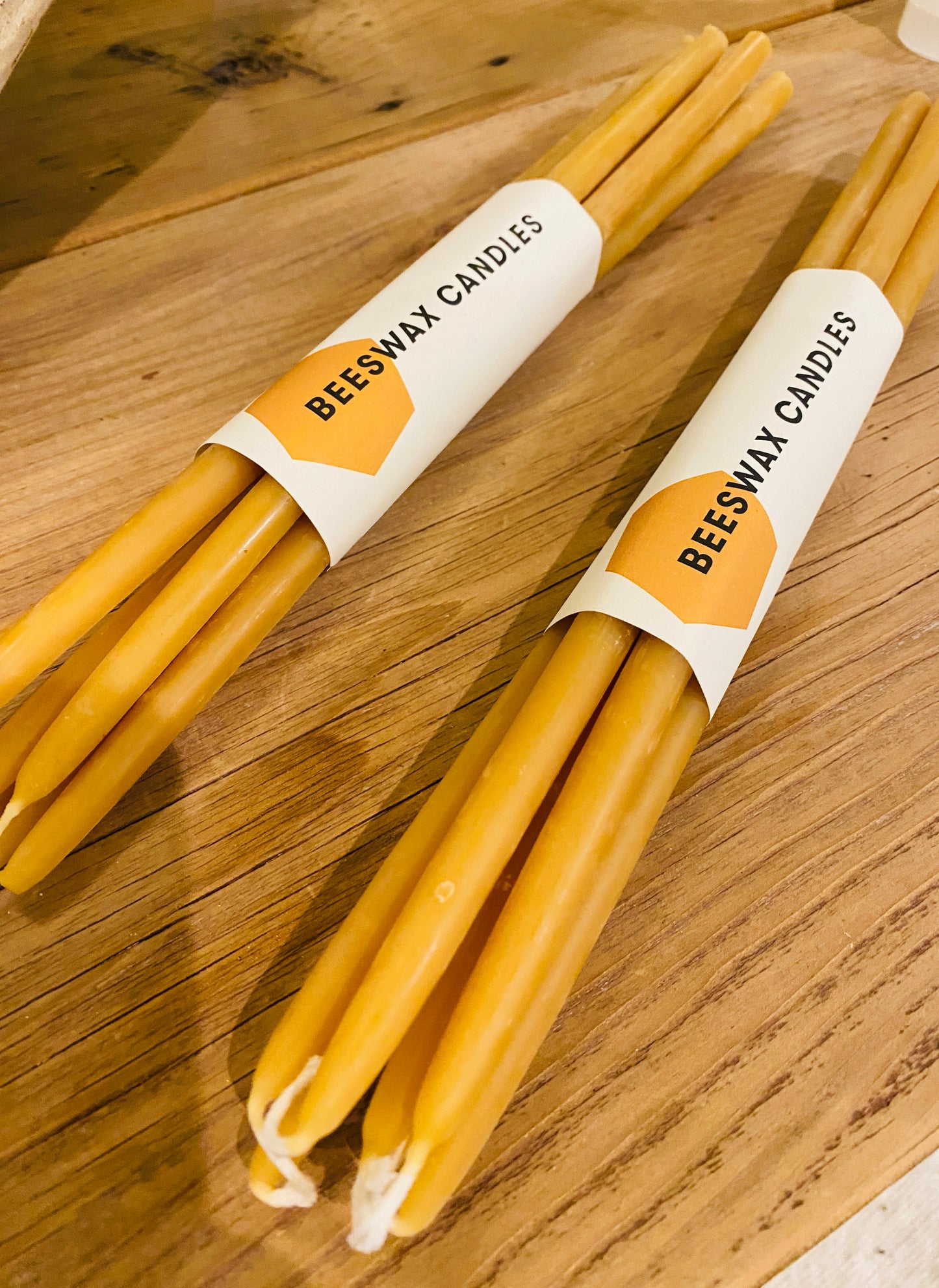 Set of 7 Beeswax Tall Skinny Tapers