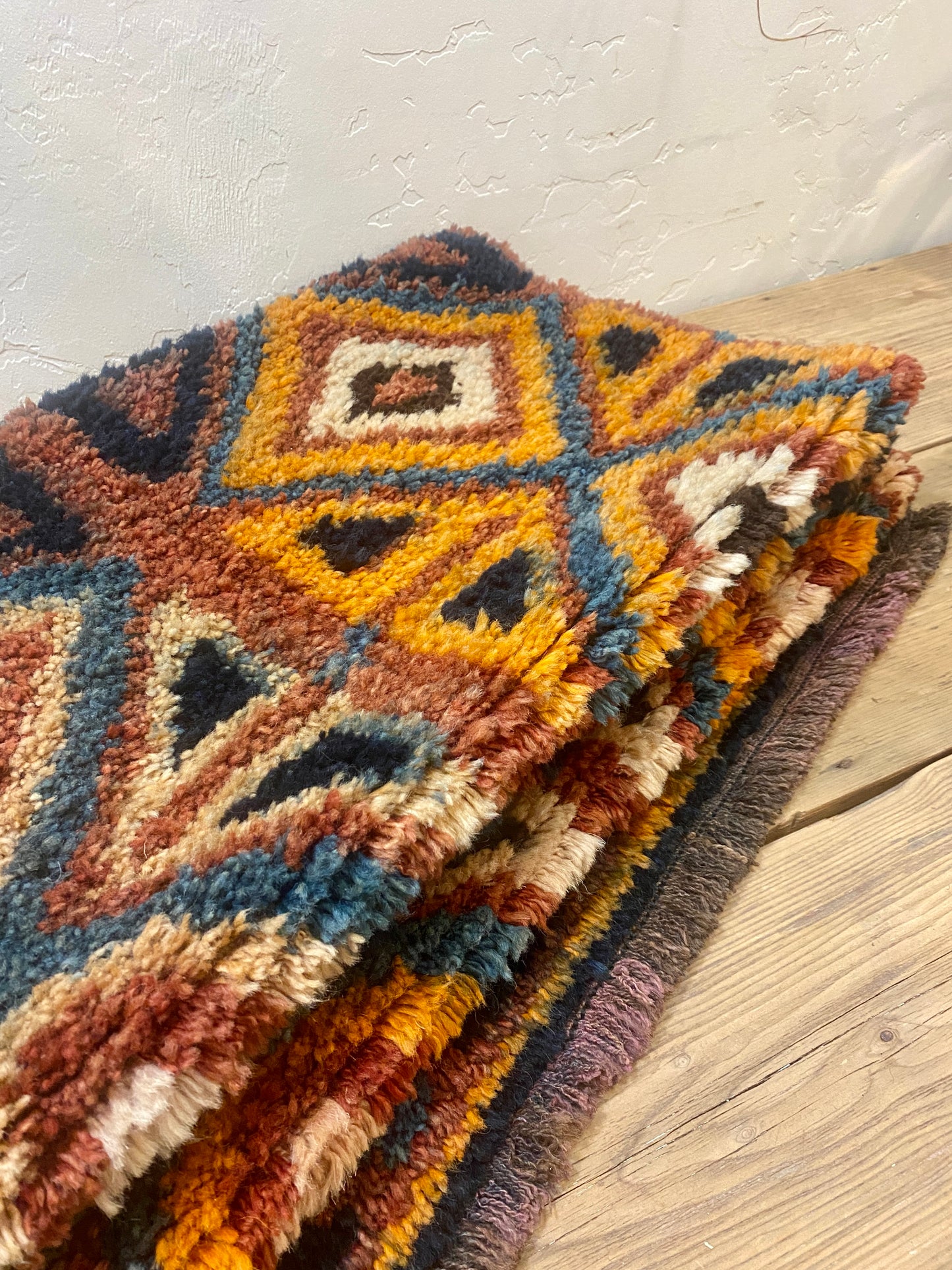 Vintage Uzbekistan Diamond Plush Janbaz Rug