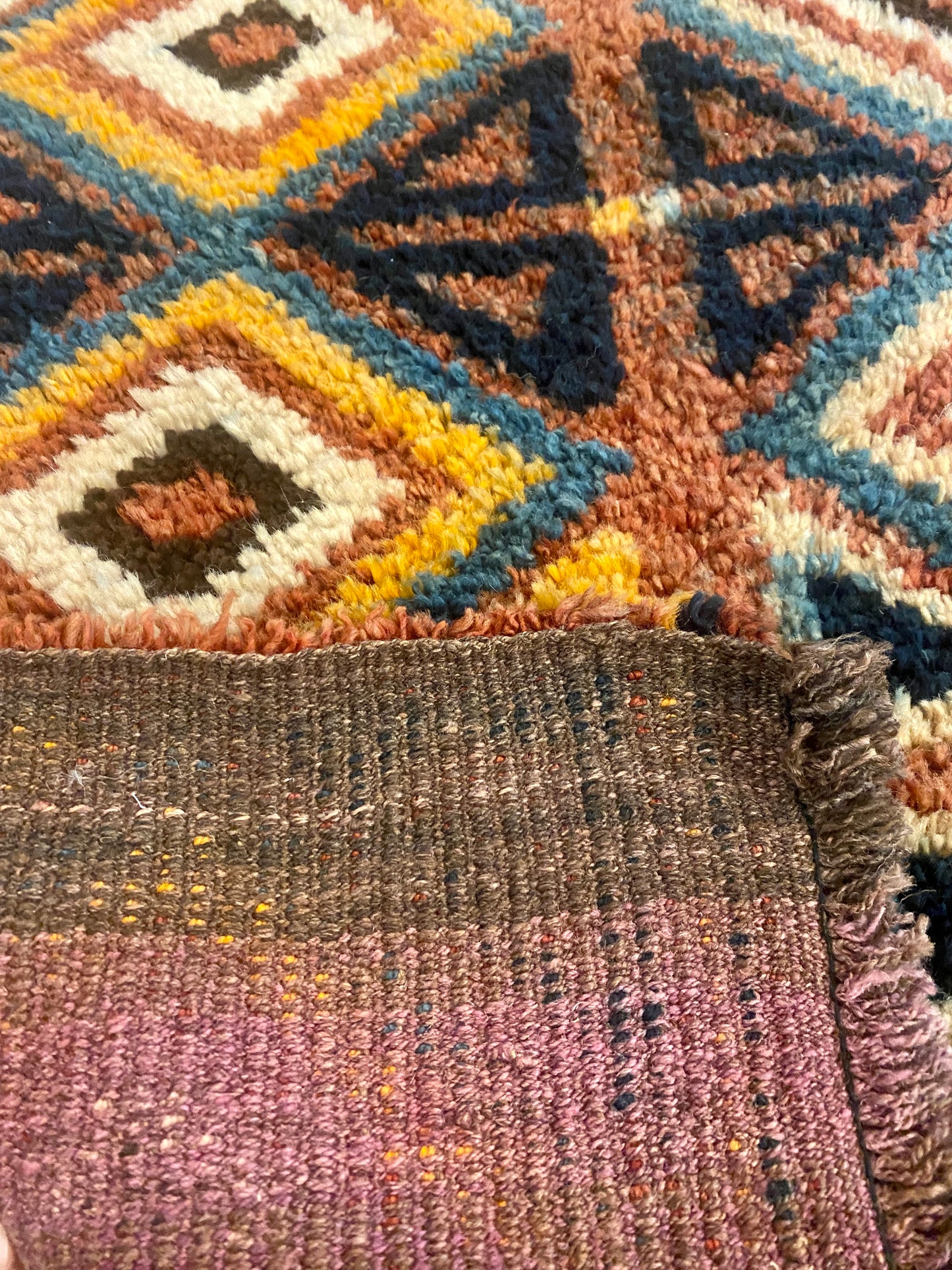 Vintage Uzbekistan Diamond Plush Janbaz Rug