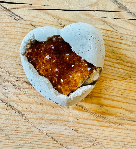 Citrine Druzy Concrete Heart