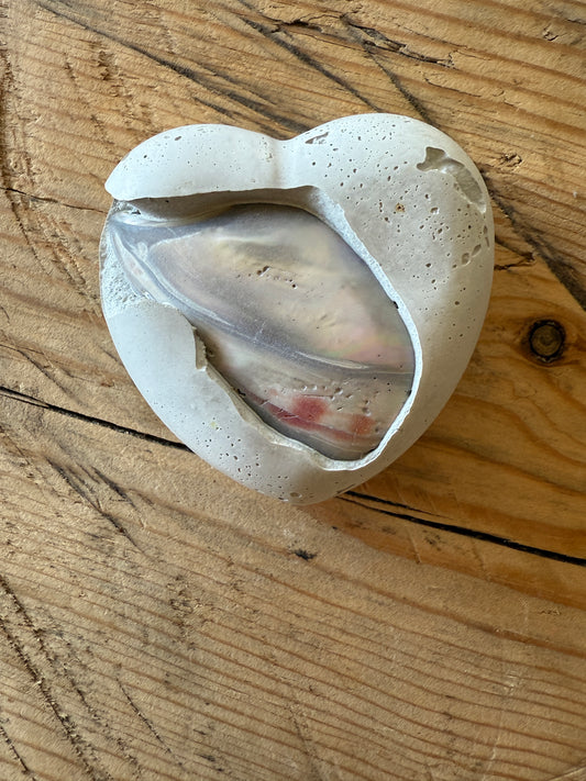 Concrete Heart with Abalone