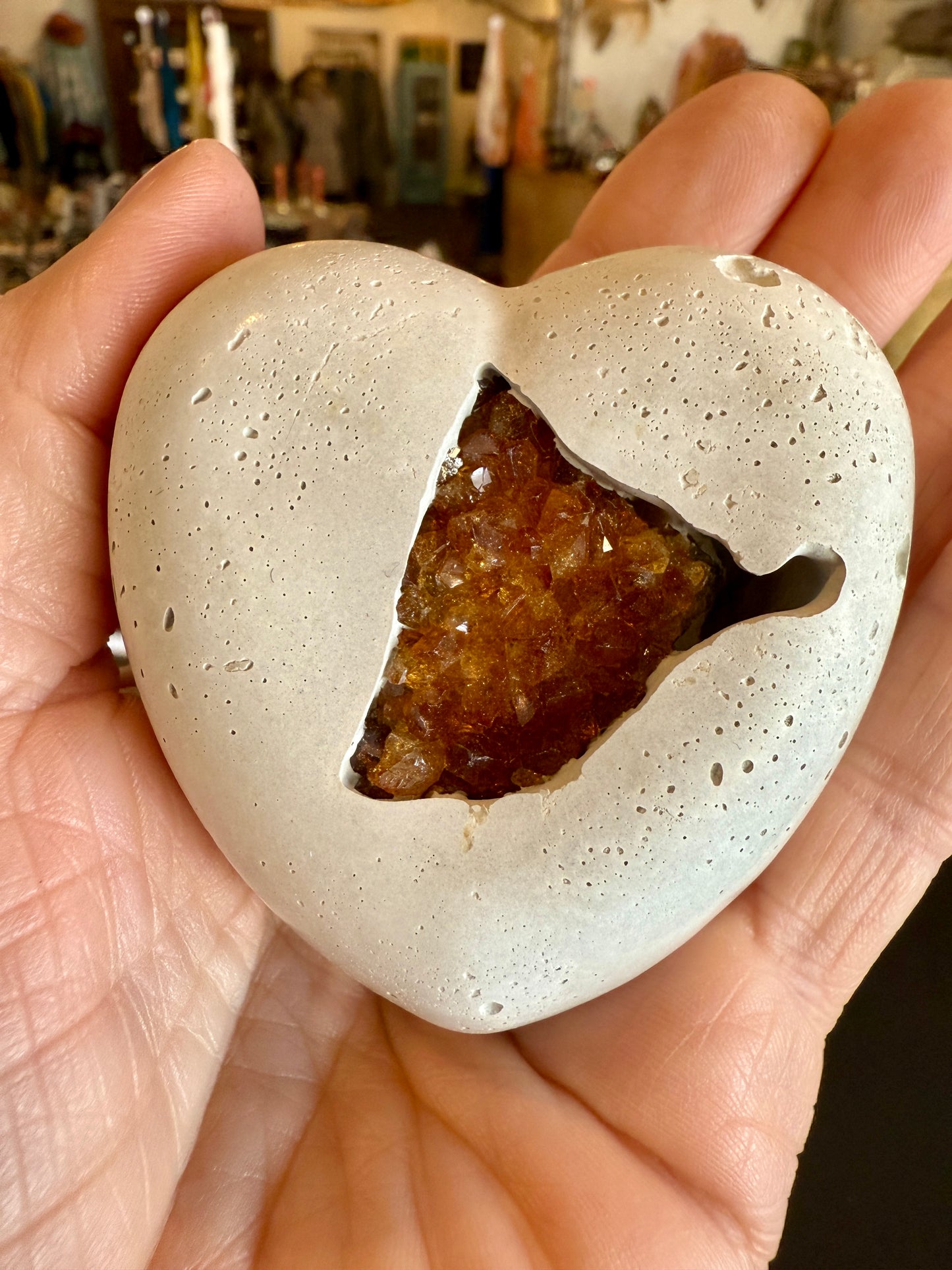 Citrine Druzy Concrete Heart