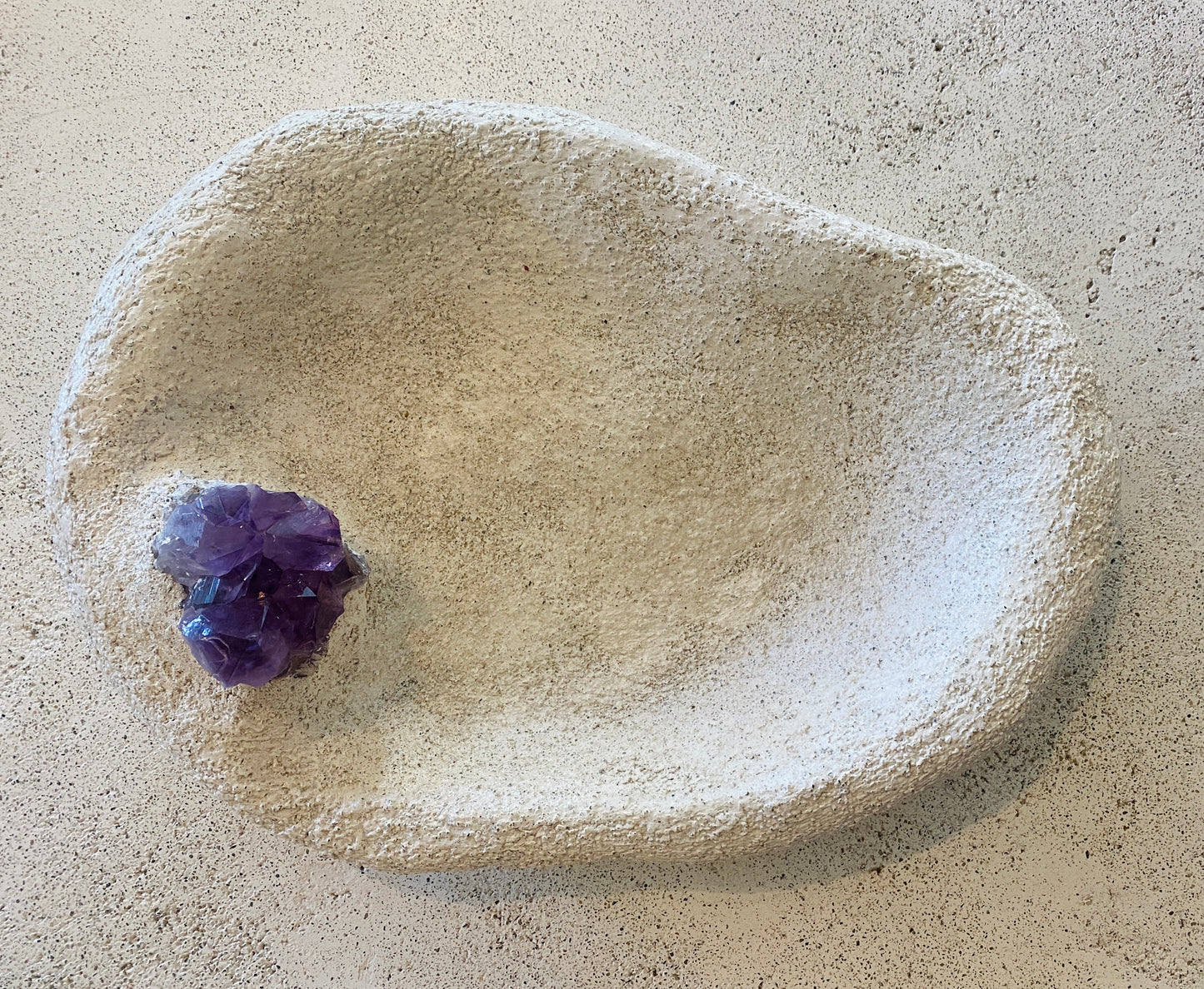 R. Bisk Sculpted Stony Vessel with Amethyst Druzy