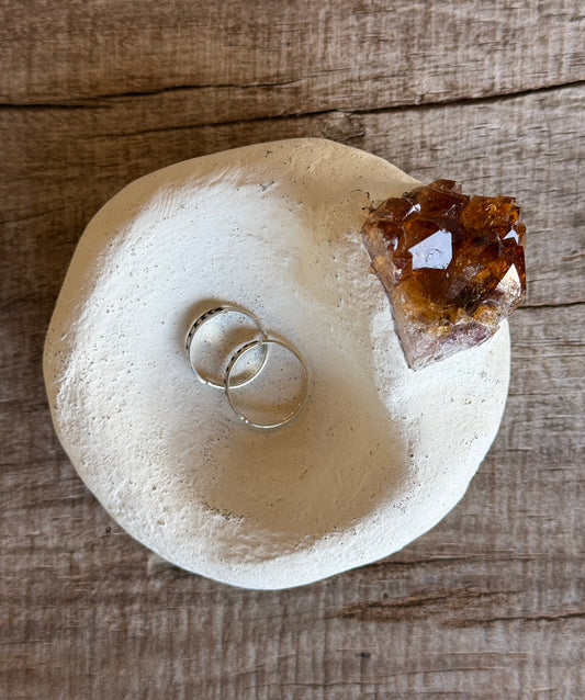Citrine Druzy Handmade Concrete Vessel Jewelry Dish