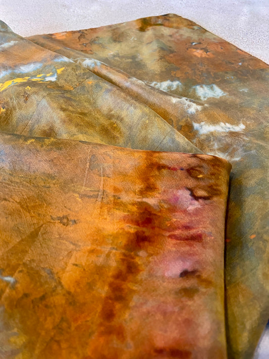 Pigment Agate Dyed Silk Bandana Scarf in Browns