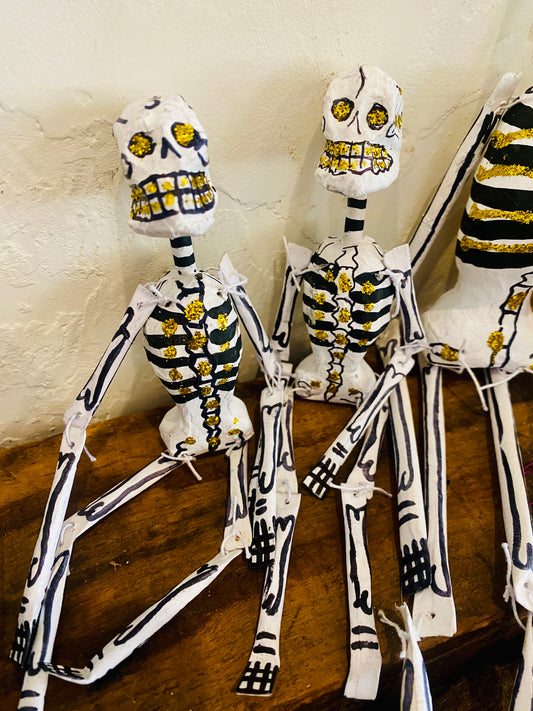 Mini Paper Mache Day of the Dead Skeleton