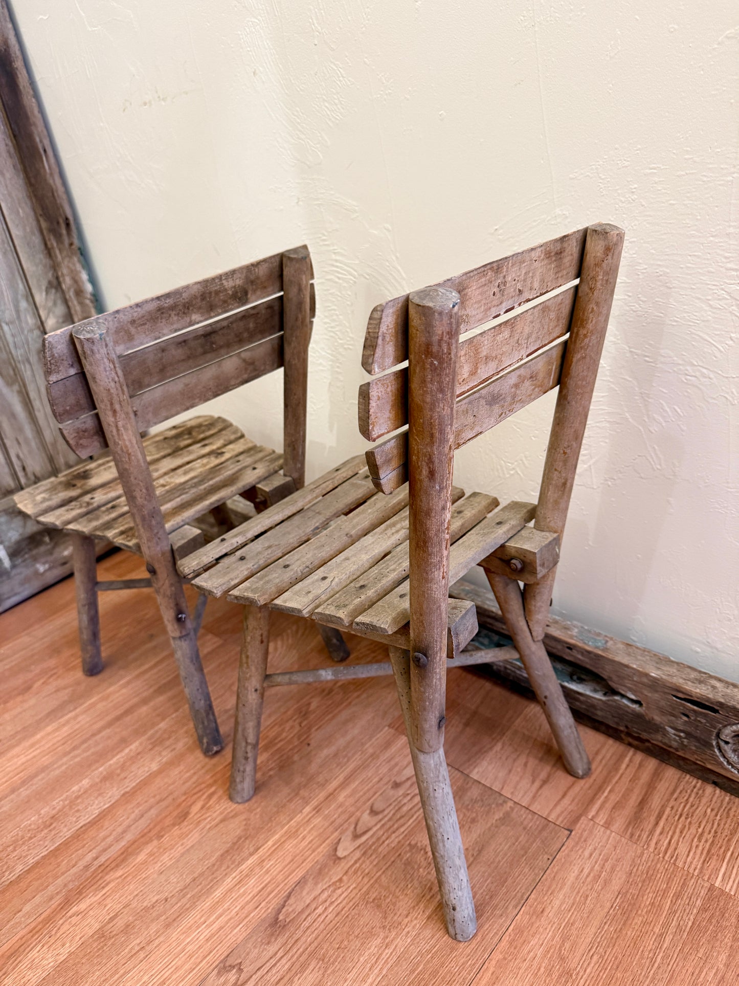 Vintage European Wooden Children's Chairs, Set of 2
