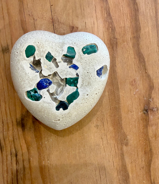 Concrete Heart with Mixed Crystals