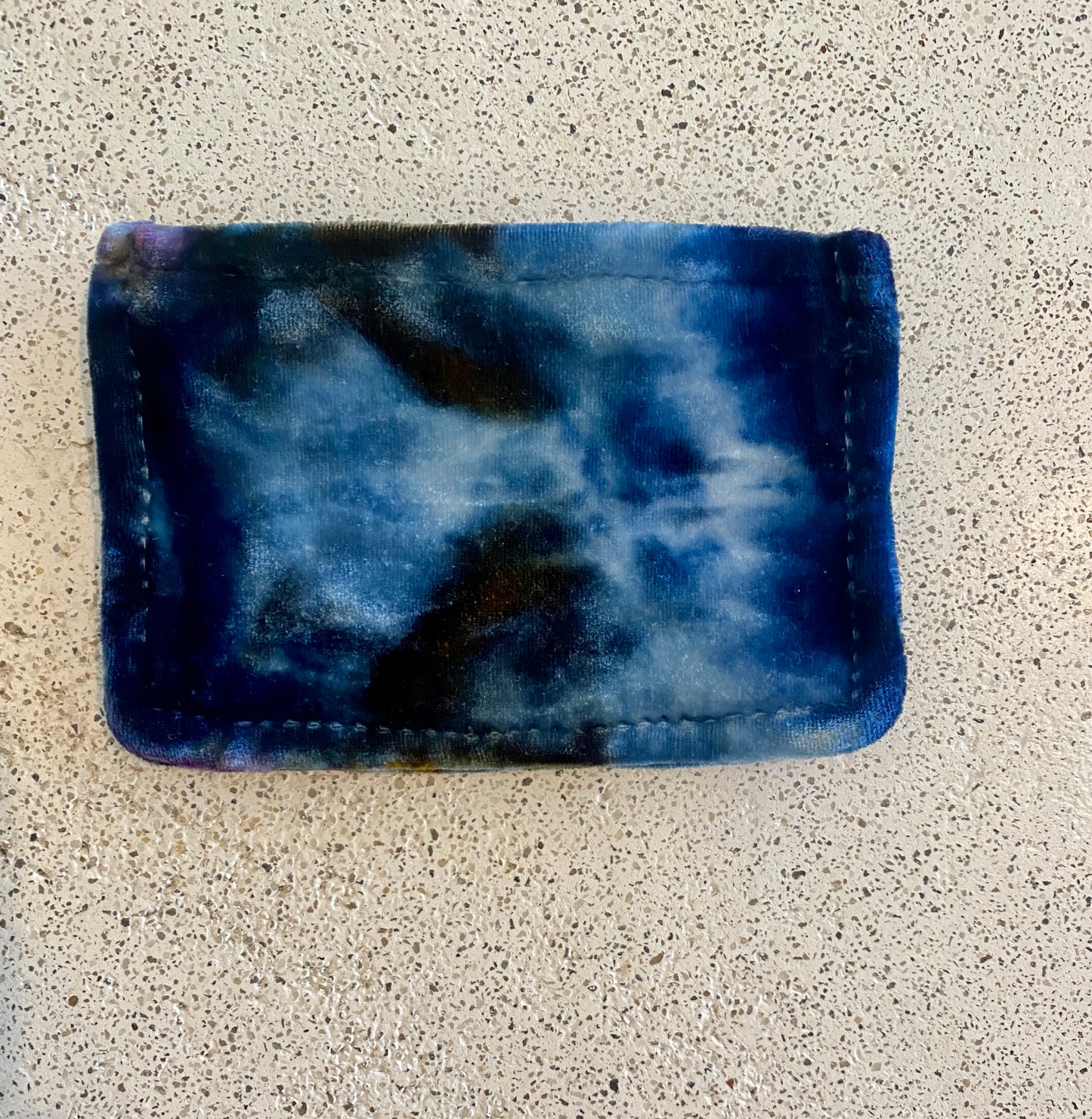 Deep Blues Dyed Velvet + Silk Pouch Small