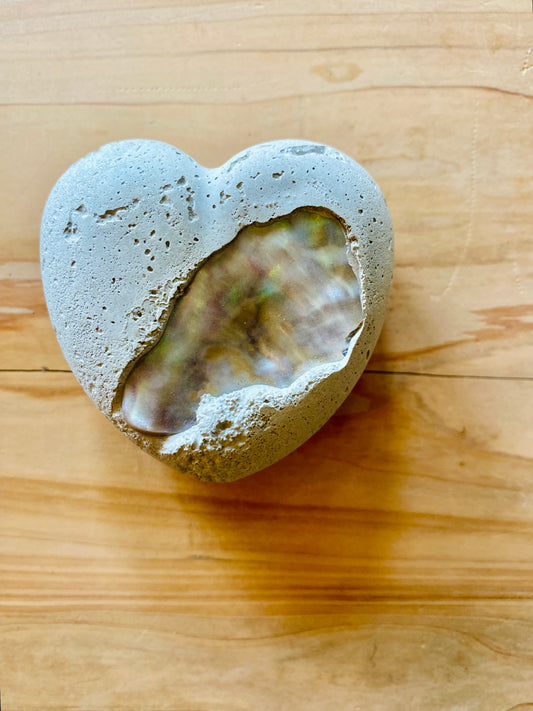 Concrete Heart with Abalone