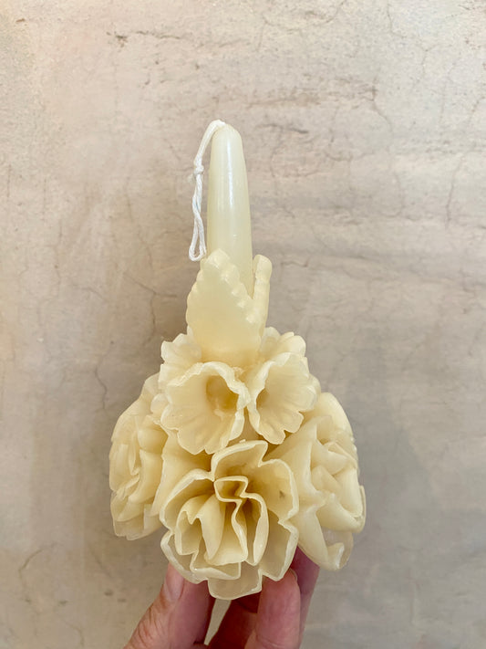 Oaxaca Day of the Dead Natural Beeswax Flower Candle
