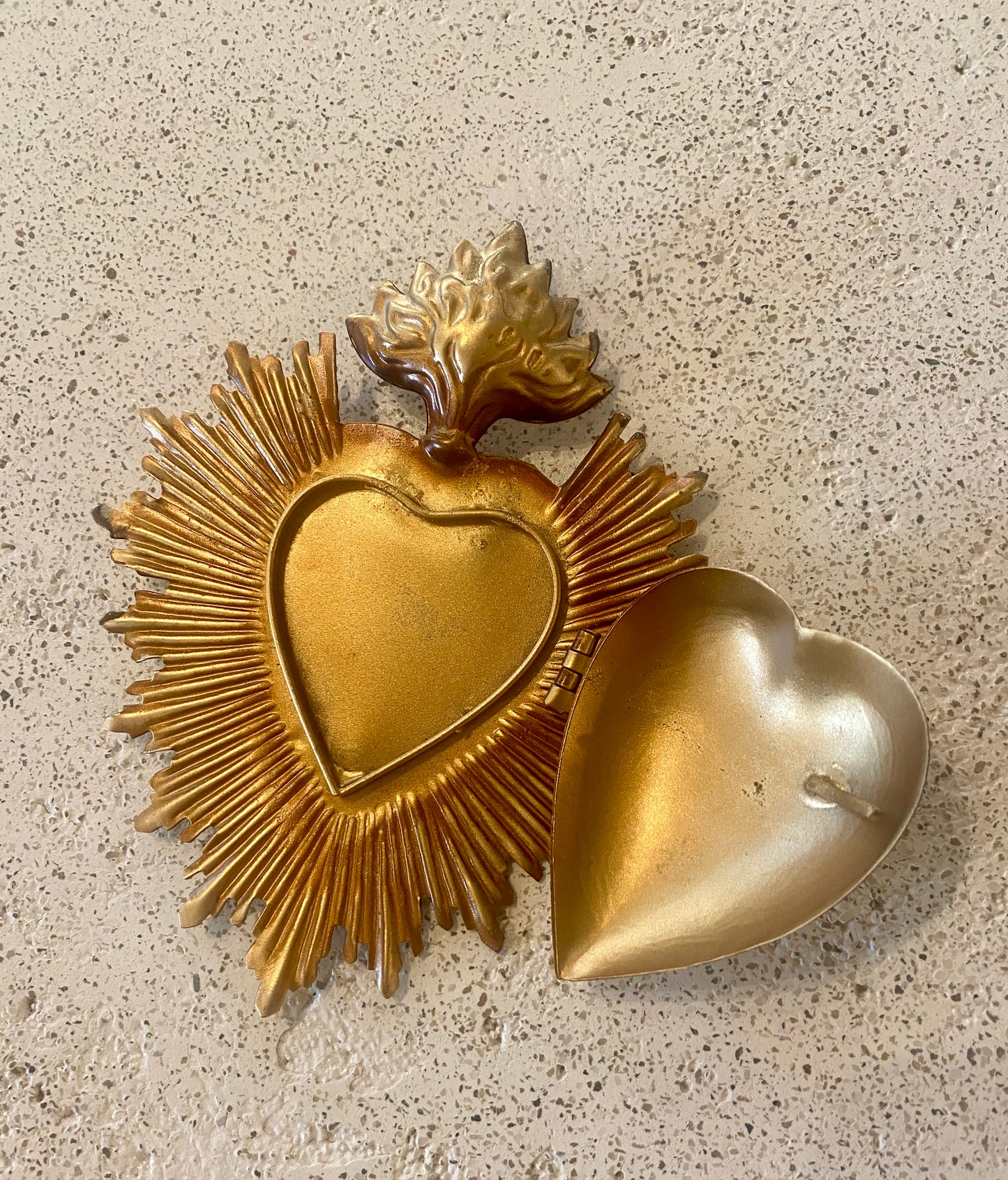 Flaming Sacred Milagros Heart Locket Box