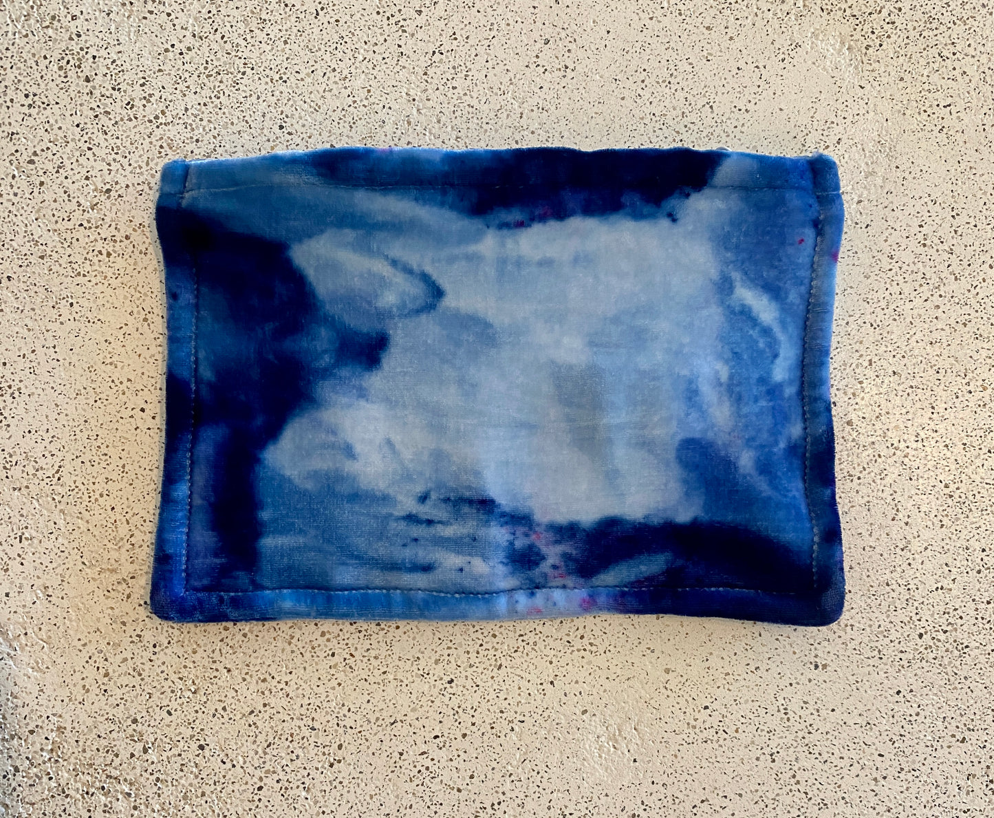 Deep Blues Dyed Velvet + Silk Pouch Medium