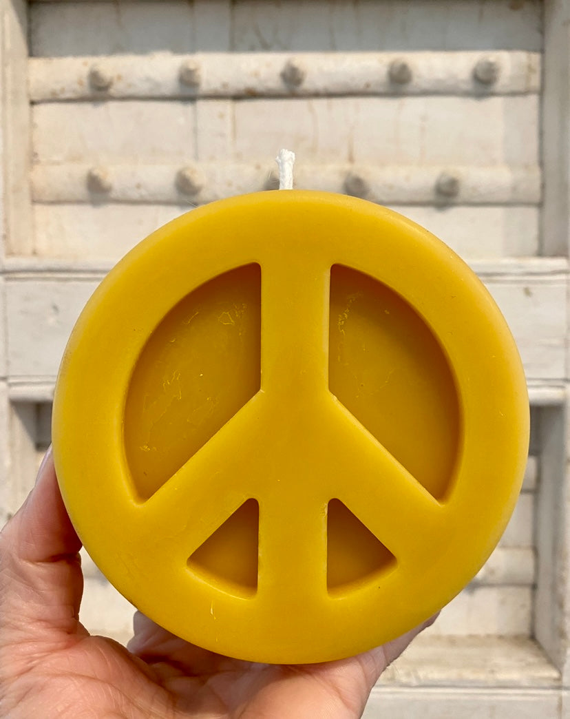 Peace Sign Candle Beeswax