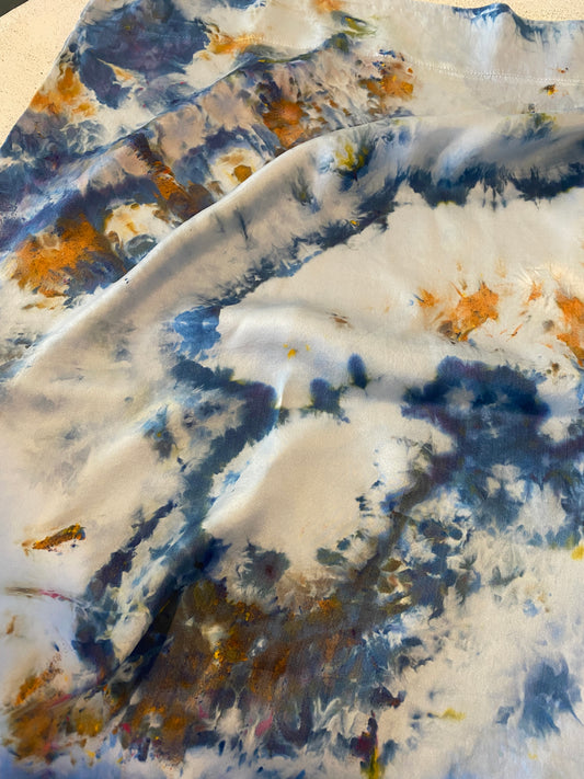 Indigo Blue + Brown Dyed Silk Pillow Case SP004