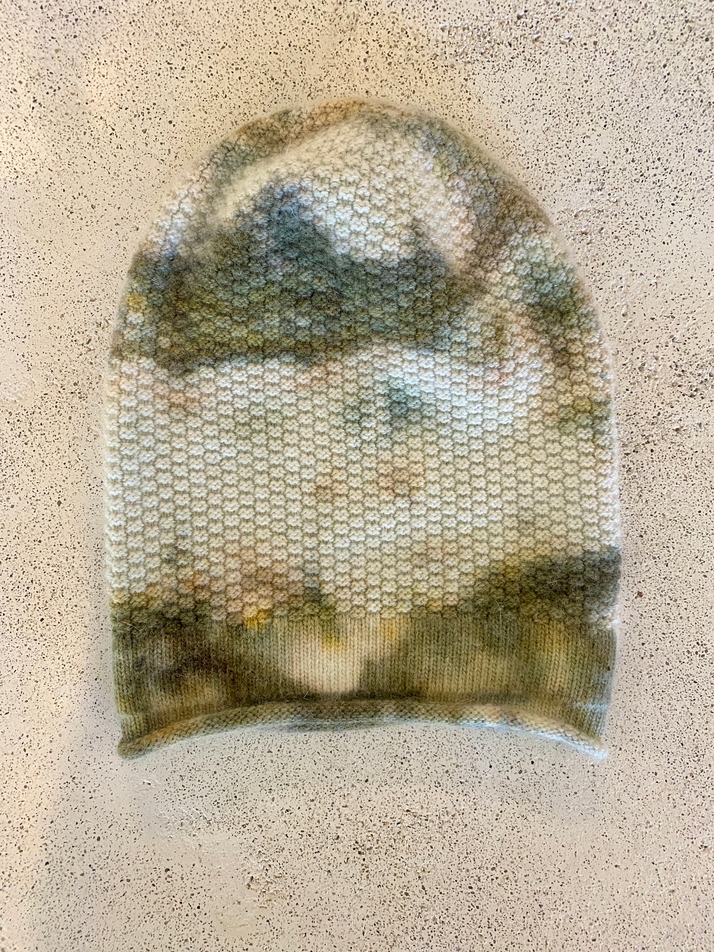 Green Agate Pigment Dyed Cashmere Blend Beanie B001