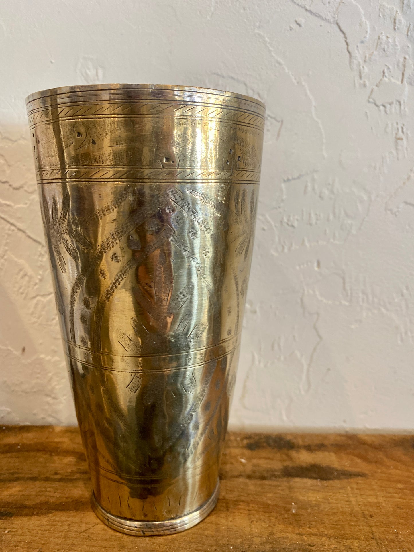 Vintage Etched Brass Lassi Cup