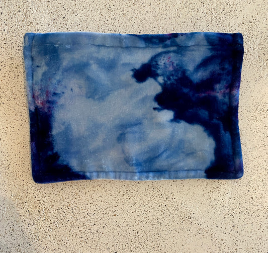 Deep Blues Dyed Velvet + Silk Pouch Medium
