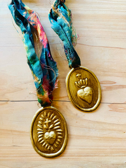 Brass Milagros Heart Ornament