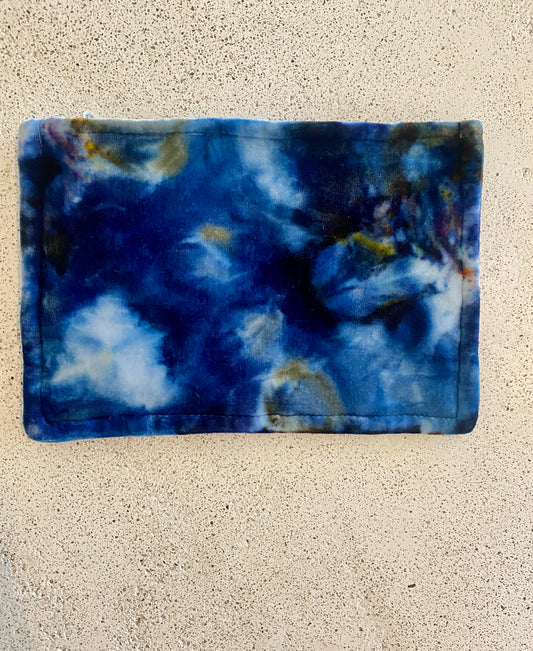 Deep Blues Dyed Velvet + Silk Pouch Large