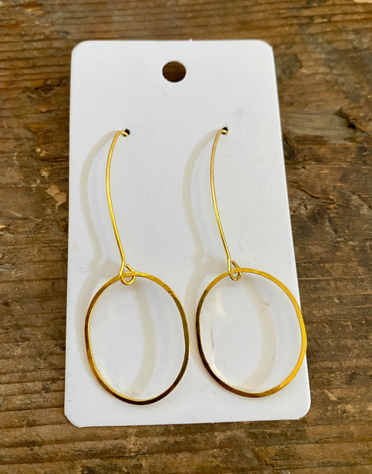 Brass Drop Circle Earrings