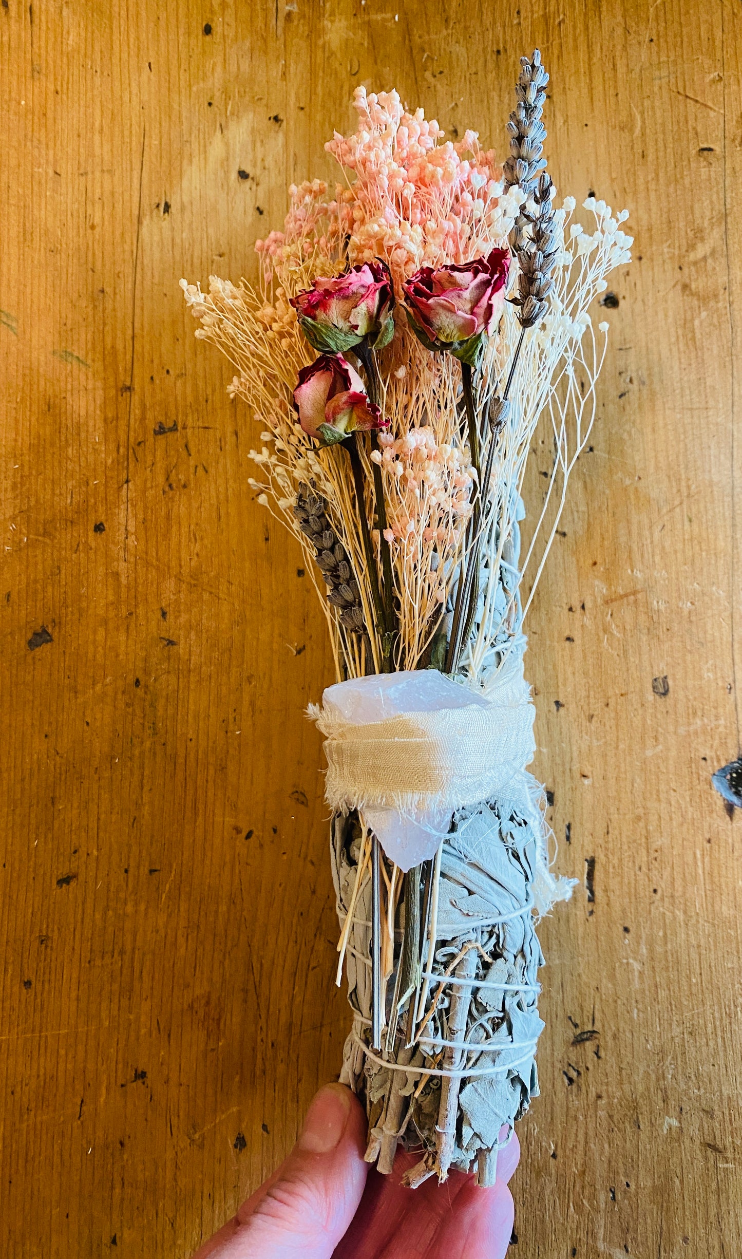 Magical Flower Sage Bundle Large with Rose Quartz