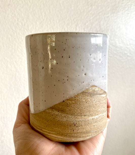 Marbled White Glazed Tumbler Mug