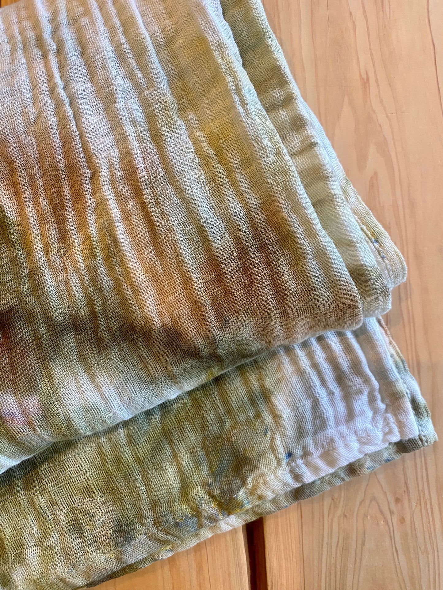 Earthy Dyed Muslin Cotton Shawl / Throw / Swaddle