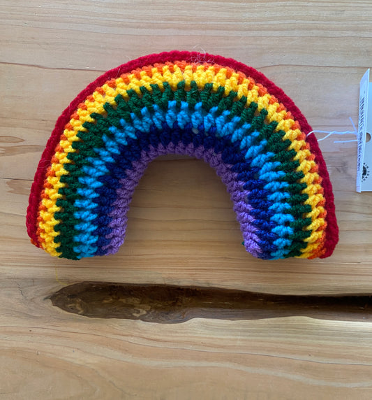Knit rainbow rattle